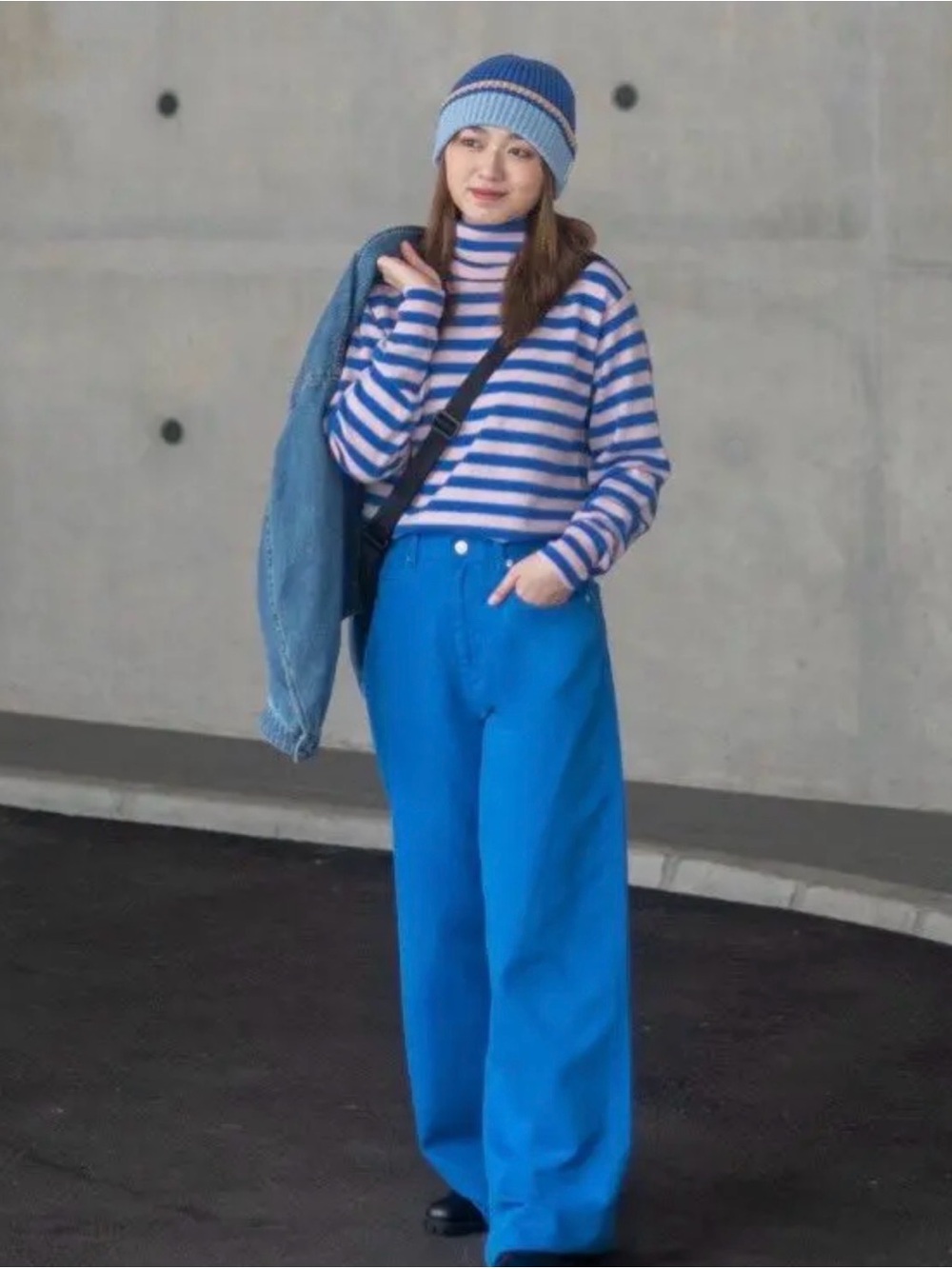 Marni X Uniqlo 25 blue high rise wide leg 100% cotton denim jean streetwear